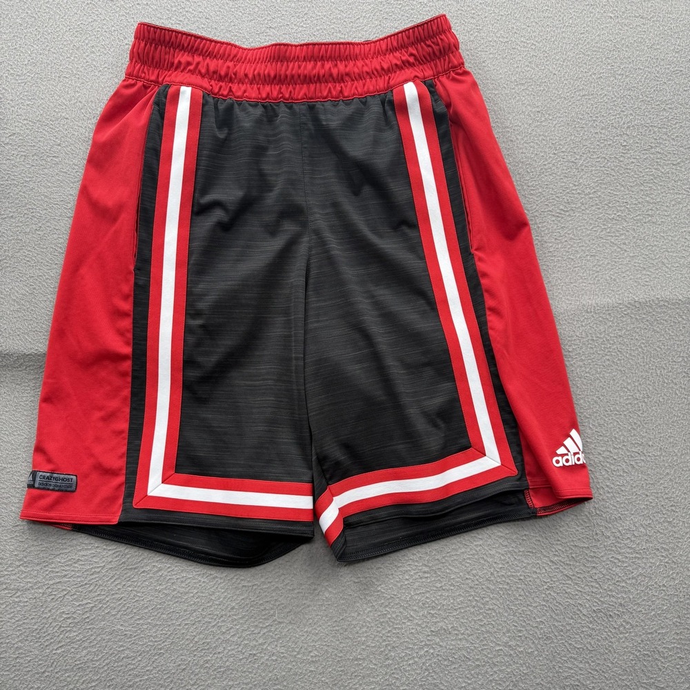 Adidas Shorts Mens‎ Small Black Red Crazyghost Basketball 9 Inseam Athletic